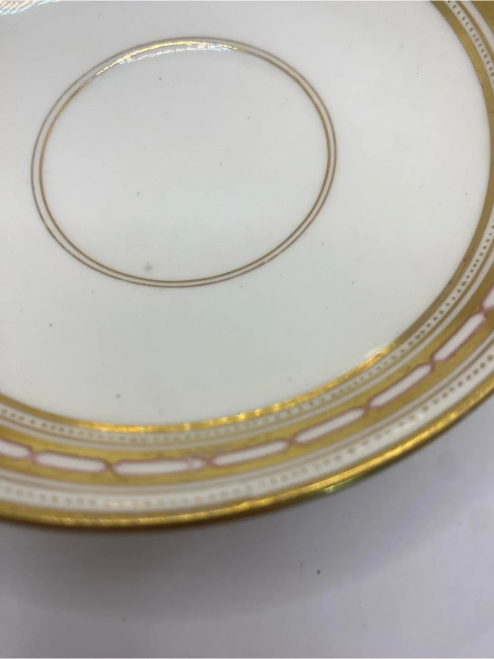 Antique Set Of 2 Cups & Sauces Porcelain With Gold Detail Marker Mark 6865/16